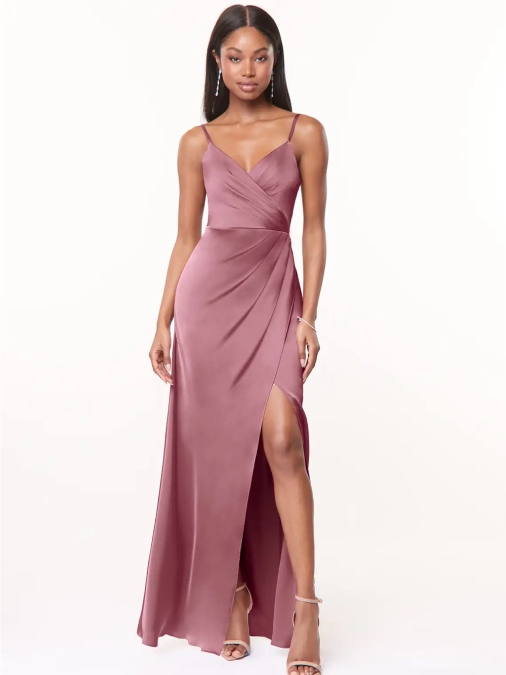 Azazie Maci Vintage Mauve Stretch Satin